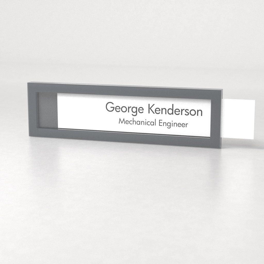 Harper Laine Shop Tier 1 - Acrylic Cubicle Name Plate, 8.5" x 2.5", ADA, Frosted Acrylic, Reese Series