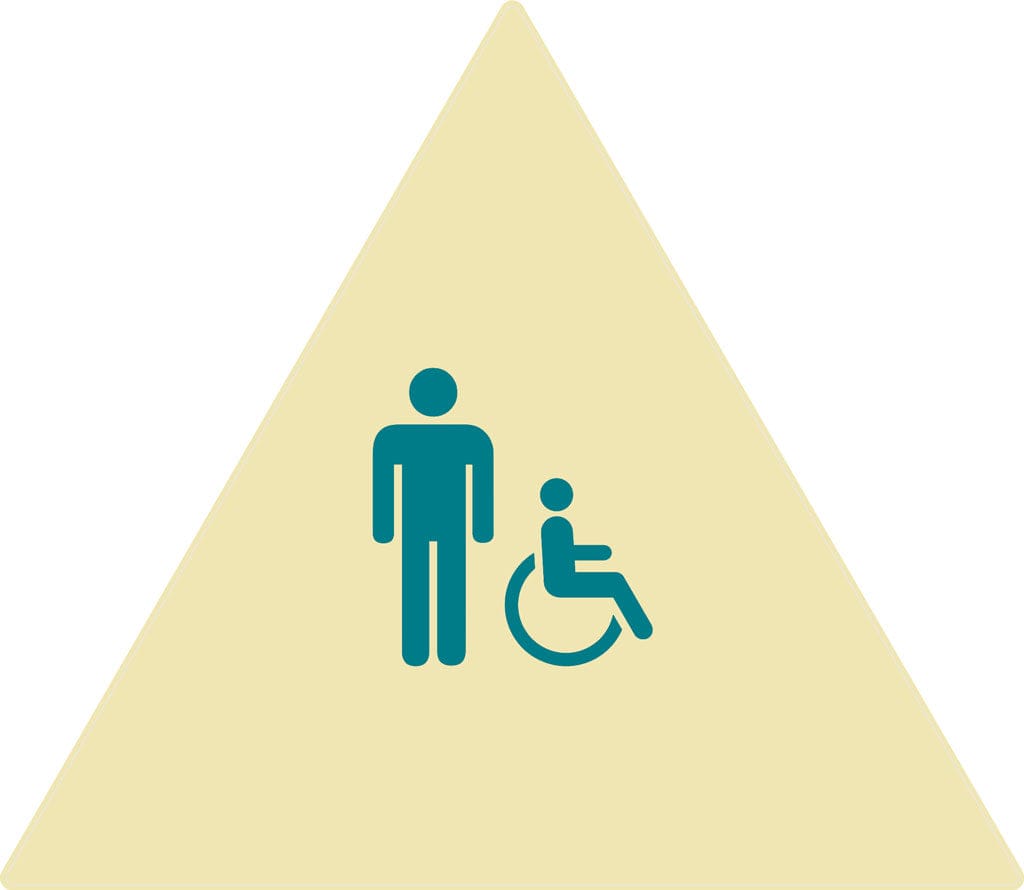 Harper Laine Shop Tier 1 - Acrylic Sandlewood and Bahama Blue / Men Handicap California Restroom A, Men’s Door Sign, 12″ x 10.4″, Acrylic, Stella Series