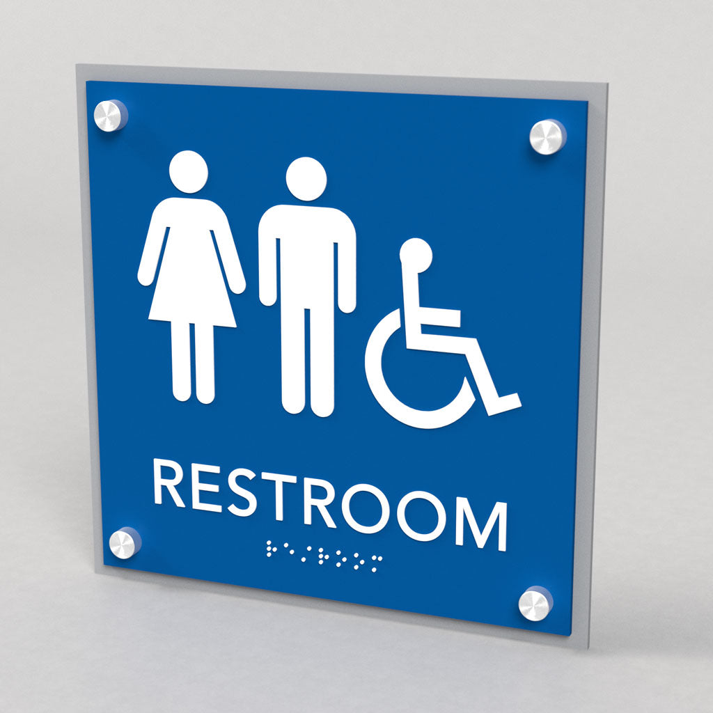 Restroom ID B Sign, Customizable 1 Line Text, 8.5″ x 8.5″, ADA, Acrylic, Birdie Series