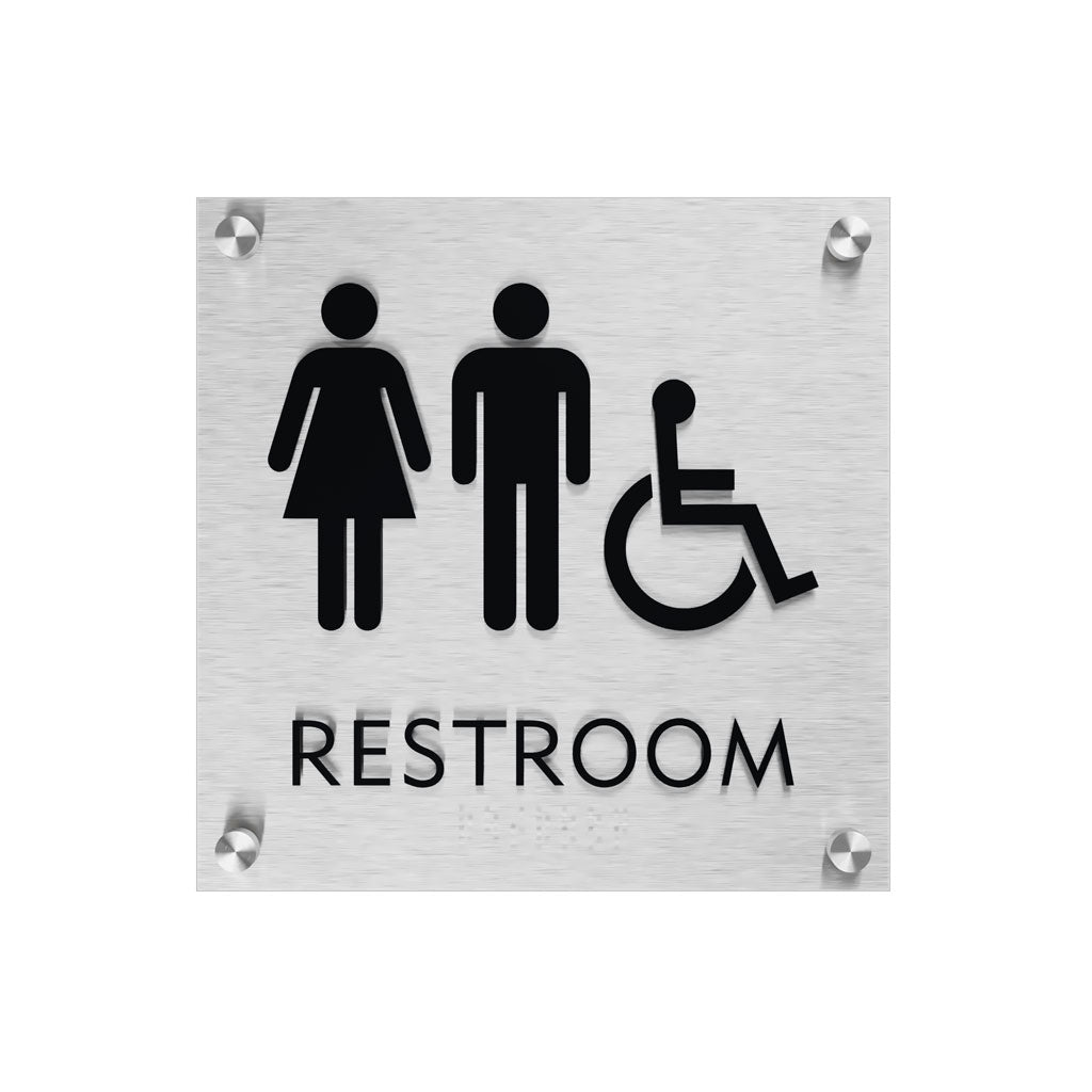 Restroom ID B Sign, Customizable 1 Line Text, 8″ x 8″, ADA, Acrylic, Della Series