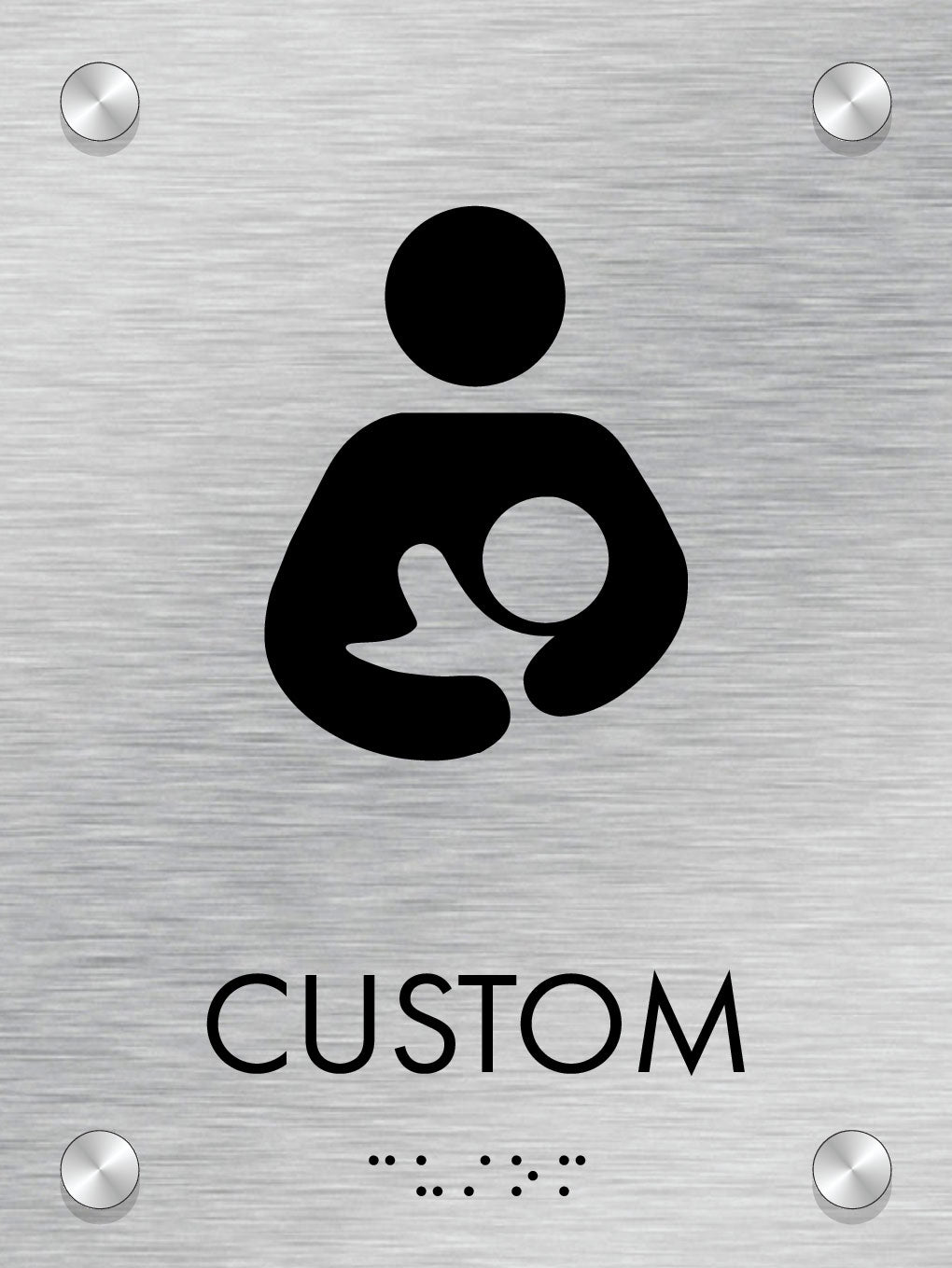 Restroom ID A, Customizable 1 Line 6″ x 8″ ADA Restroom Sign with Standoff Caps and Brushed Aluminum Look, Ottie Series