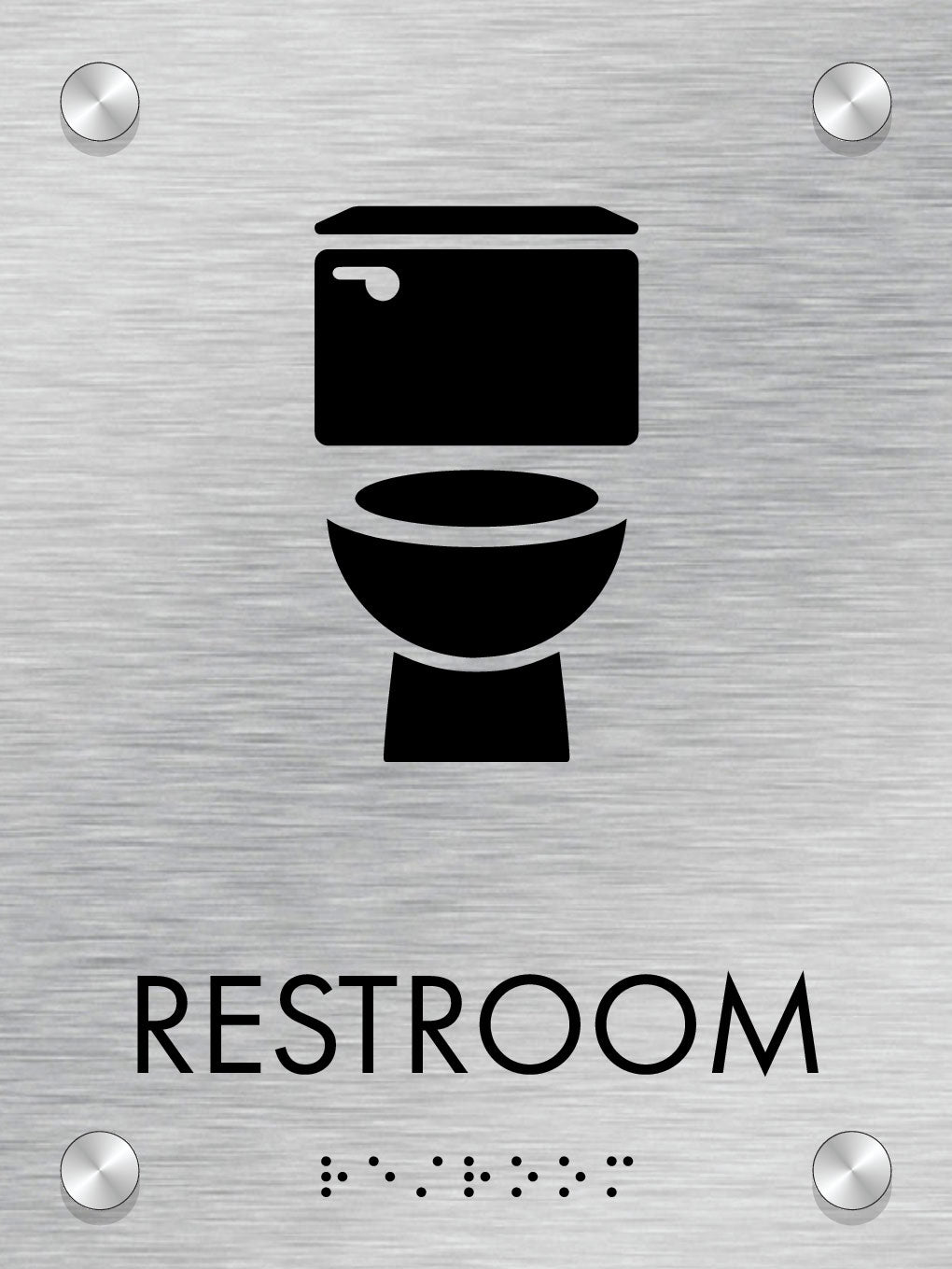 Restroom ID A, Customizable 1 Line 6″ x 8″ ADA Restroom Sign with Standoff Caps and Brushed Aluminum Look, Ottie Series