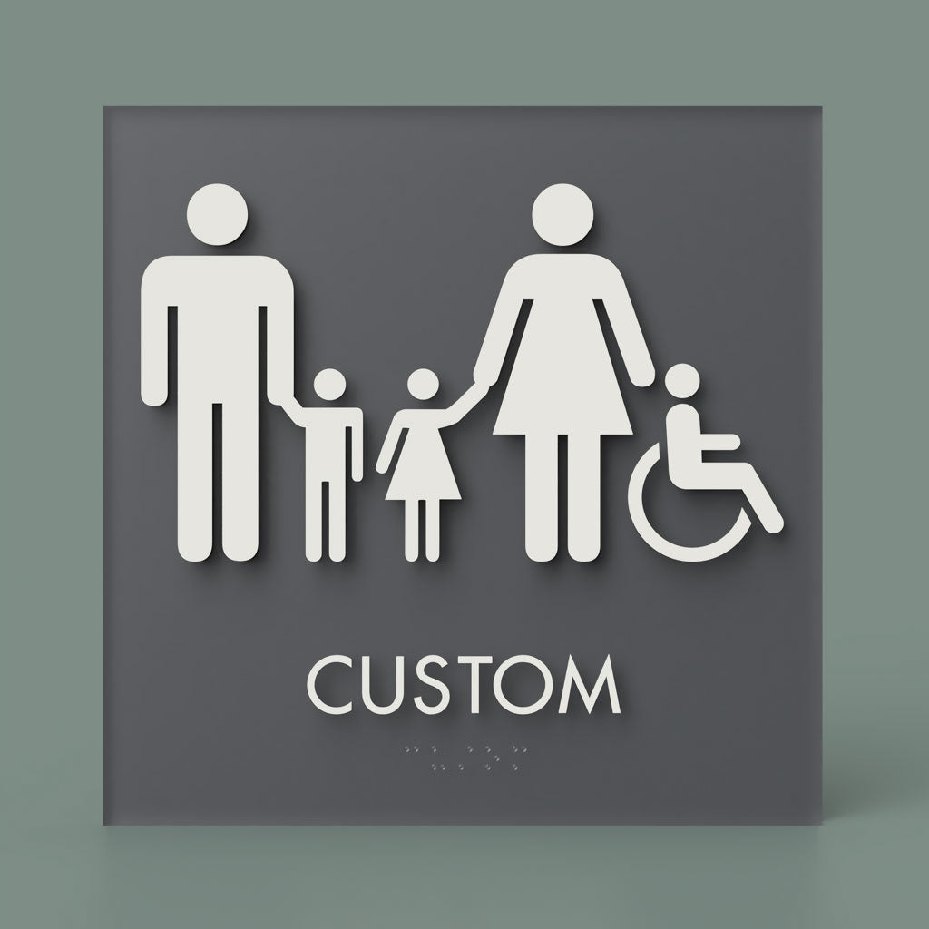 Restroom ID B, Customizable 1 Line Text, 8″ x 8″, ADA, Reese Series 