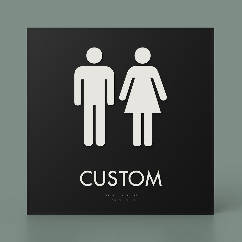 Restroom ID B, Customizable 1 Line Text, 8″ x 8″, ADA, Reese Series 