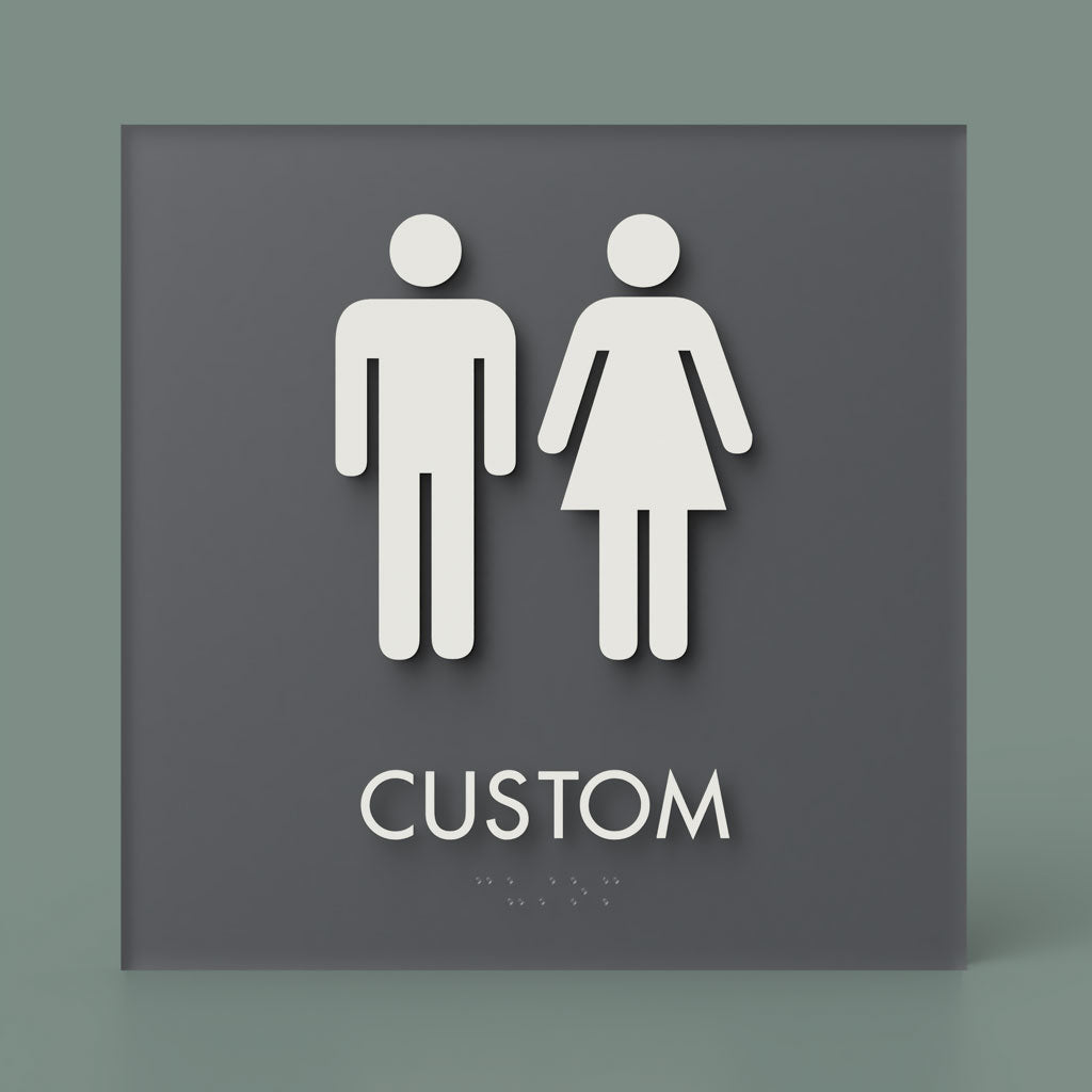 Restroom ID B, Customizable 1 Line Text, 8″ x 8″, ADA, Reese Series 