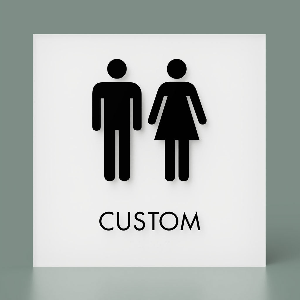 Restroom ID B, Customizable 1 Line Text, 8″ x 8″, ADA, Reese Series 