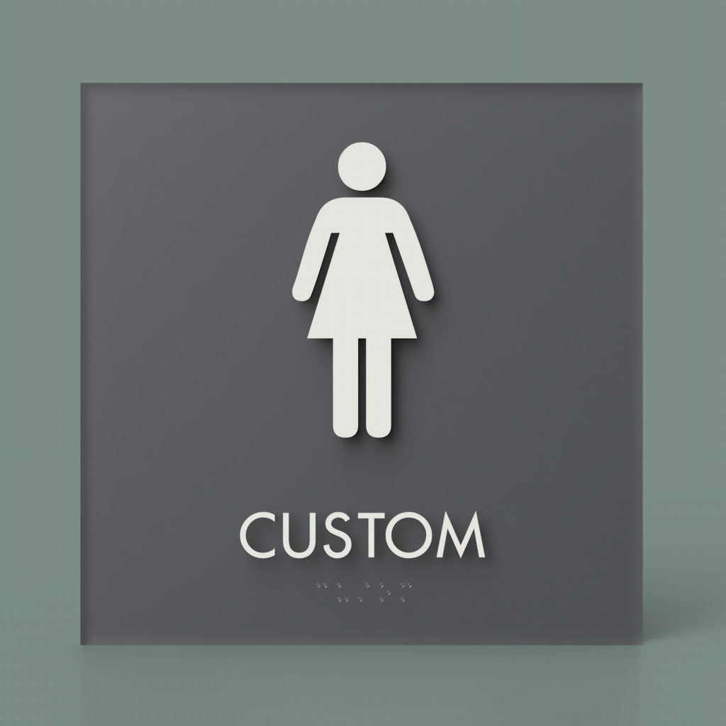 Restroom ID B, Customizable 1 Line Text, 8″ x 8″, ADA, Reese Series 