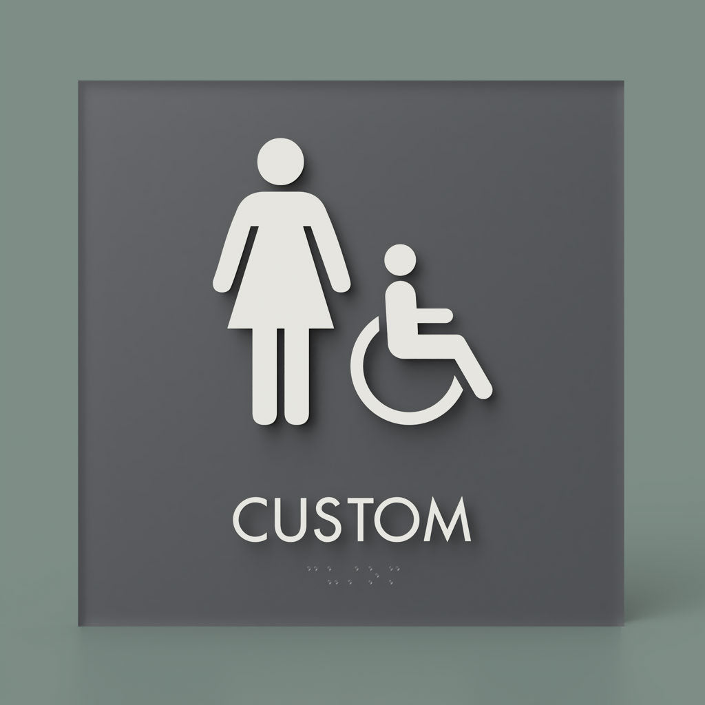 Restroom ID B, Customizable 1 Line Text, 8″ x 8″, ADA, Reese Series 