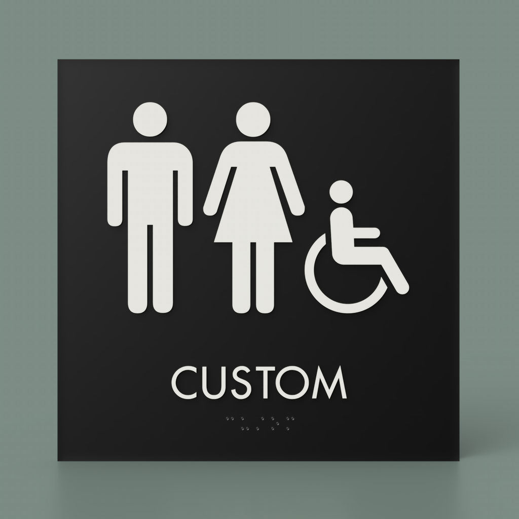 Restroom ID B, Customizable 1 Line Text, 8″ x 8″, ADA, Reese Series 