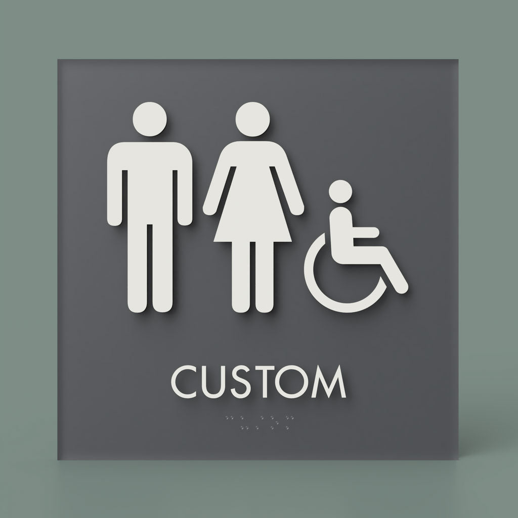 Restroom ID B, Customizable 1 Line Text, 8″ x 8″, ADA, Reese Series 