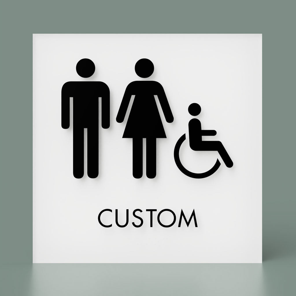 Restroom ID B, Customizable 1 Line Text, 8″ x 8″, ADA, Reese Series 