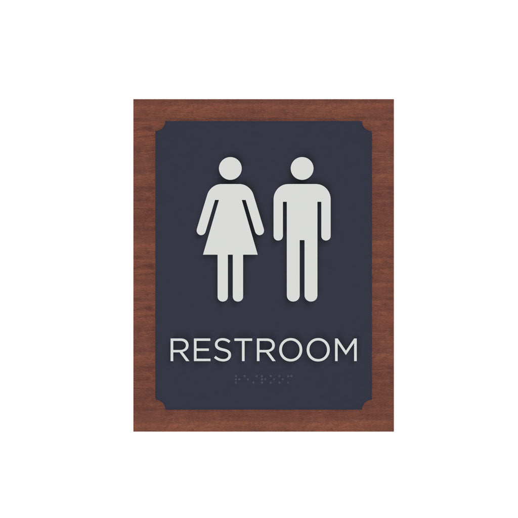 Restroom ID A Sign, Customizable 1 Line Text, 9.25″ x 7.25″, ADA, Laminate, Hazel Series