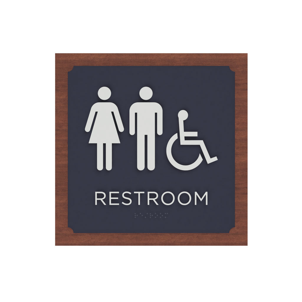 Restroom ID B Sign, Customizable 1 Line Text, 9.25″ x 9.25″, ADA, Acrylic, Hazel Series