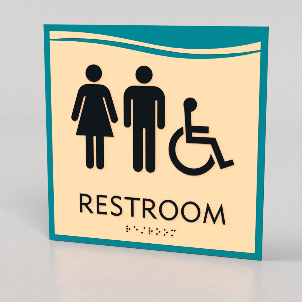 Restroom ID B Sign, Customizable 1 Line Text, 8.5″ x 8.5″, ADA, Laminate, Stella Series