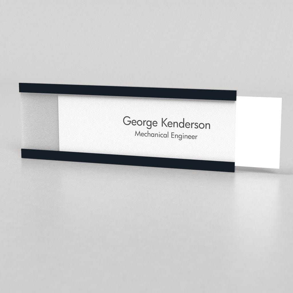 Harper Laine Shop Tier 1 - Acrylic 10" x 4" / None Cubicle Name Plate Holders with Brushed Aluminum Look