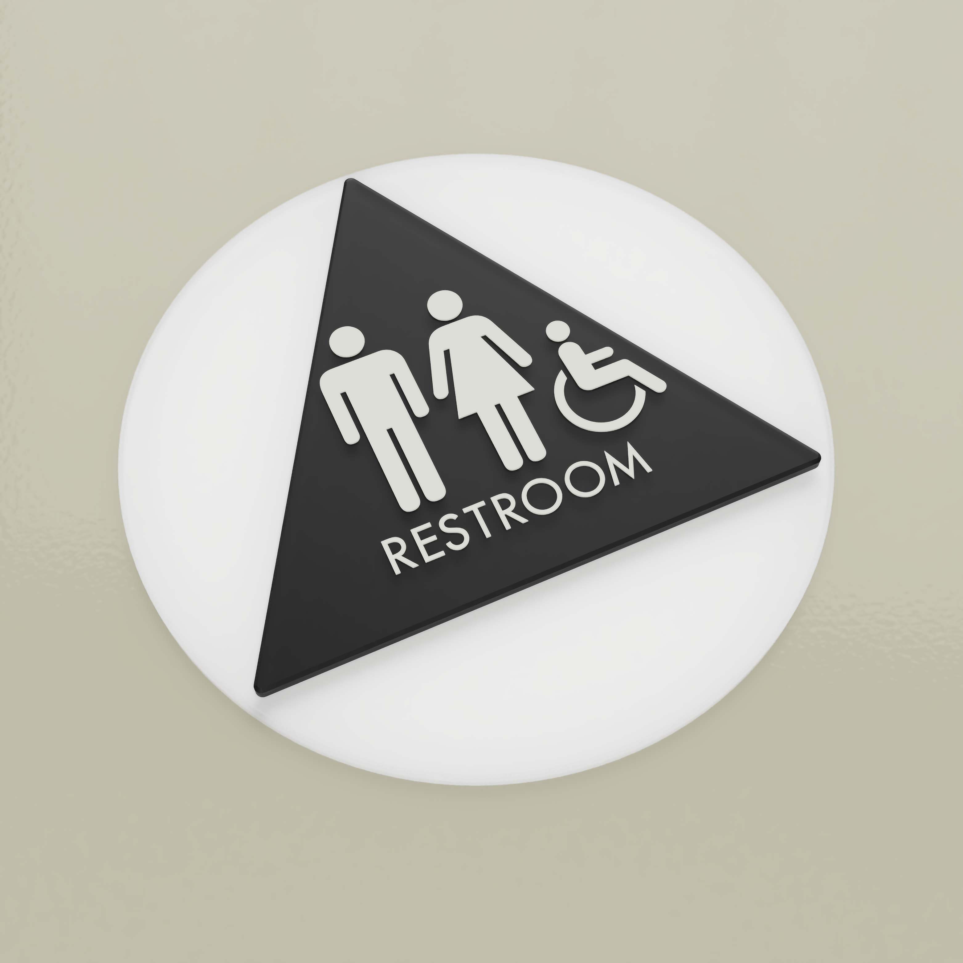 Harper Laine Shop Tier 1 - Acrylic Black / Unisex California Restroom C, Unisex Door Sign, 12″ x 12″, ADA, Reese Series