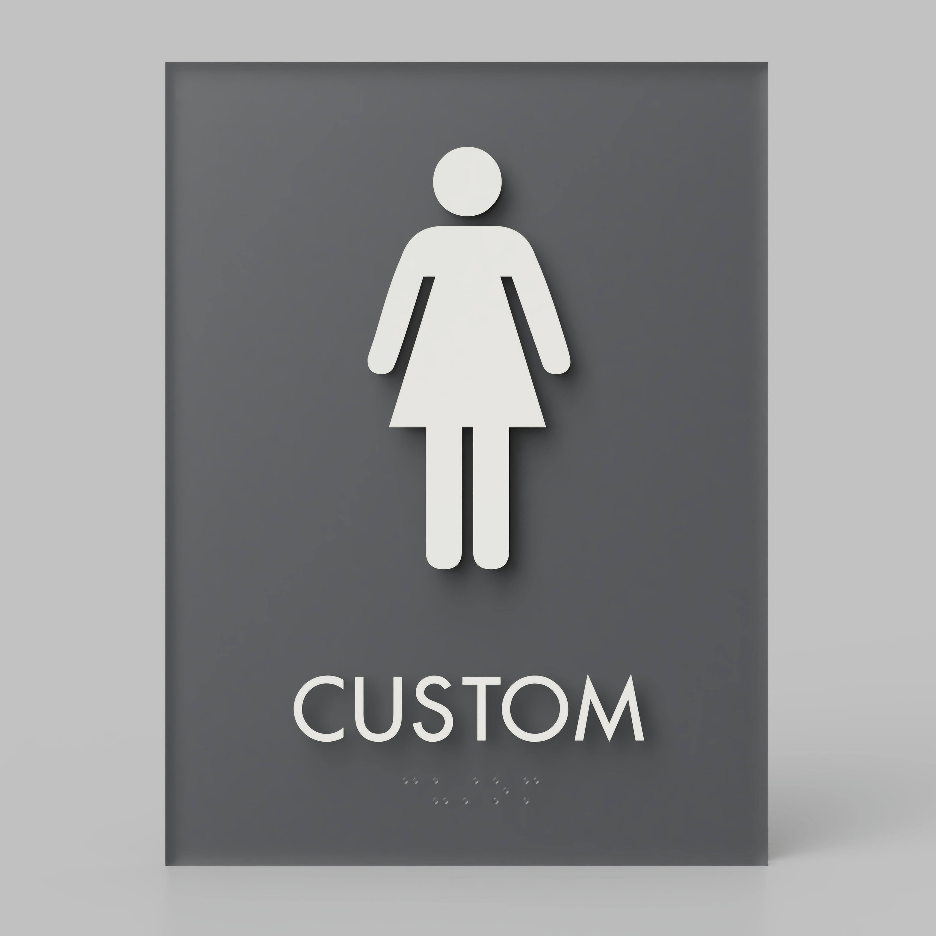 Harper Laine Shop Tier 1 - Acrylic Cool Gray / 1/4" / Women Restroom ID A, Customizable 1 Line Text, 6″ x 8″, ADA, Reese Series