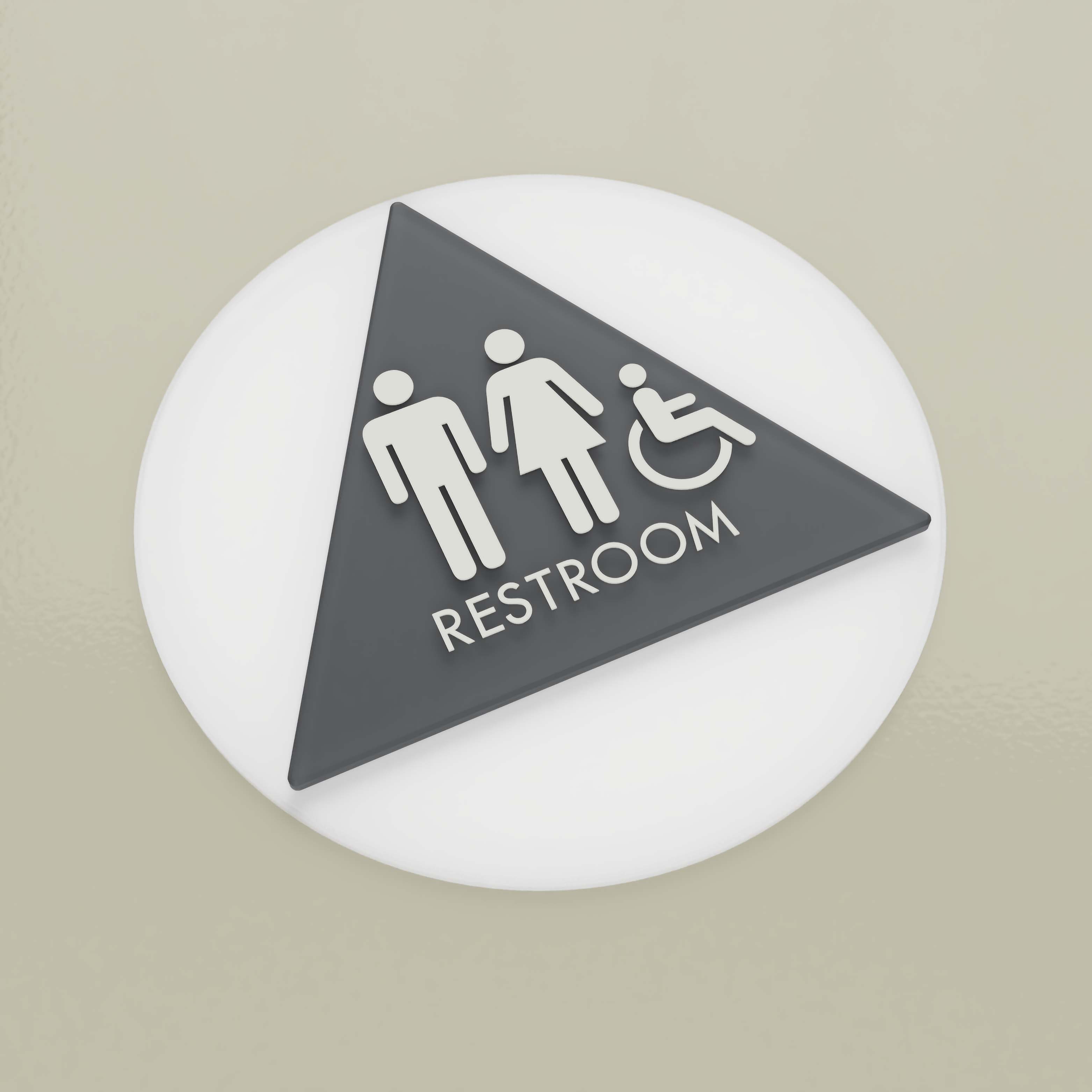 Harper Laine Shop Tier 1 - Acrylic Cool Gray / Unisex California Restroom C, Unisex Door Sign, 12″ x 12″, ADA, Reese Series