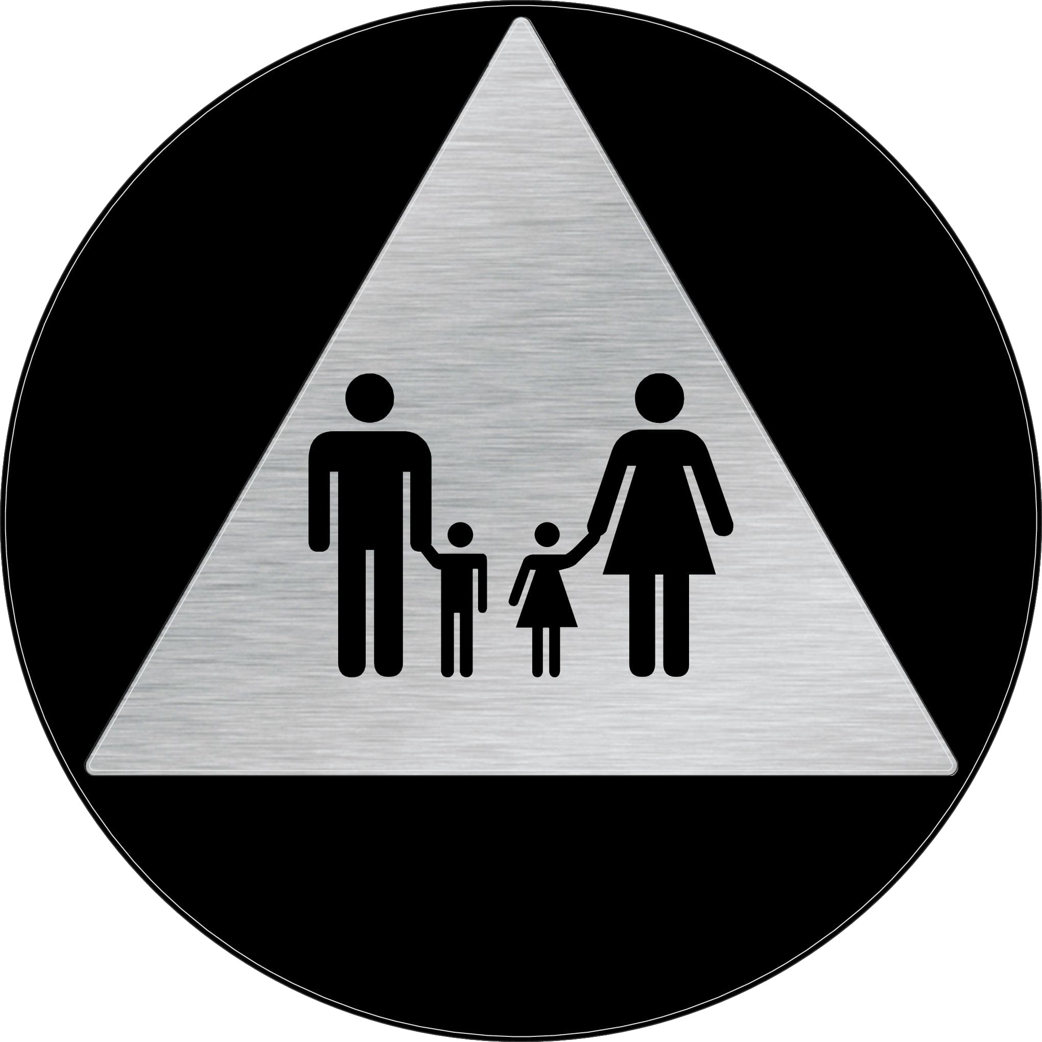 Harper Laine Shop Tier 1 - Acrylic Family All Gender Restroom Sign California, Brushed Aluminum look Acrylic