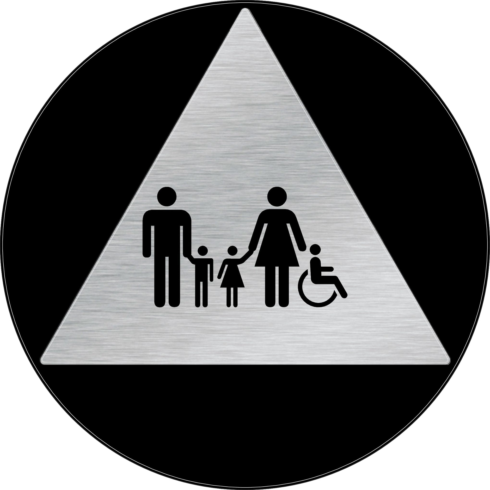 Harper Laine Shop Tier 1 - Acrylic Family Handicap All Gender Restroom Sign California, Brushed Aluminum look Acrylic