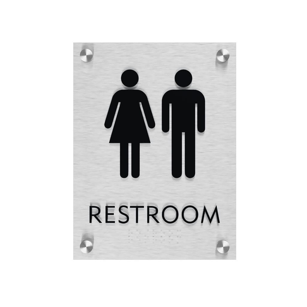 Harper Laine Shop Tier 1 - Acrylic Restroom ID A Sign, Customizable 1 Line Text, 6″ x 8″, ADA, Acrylic, Della Series