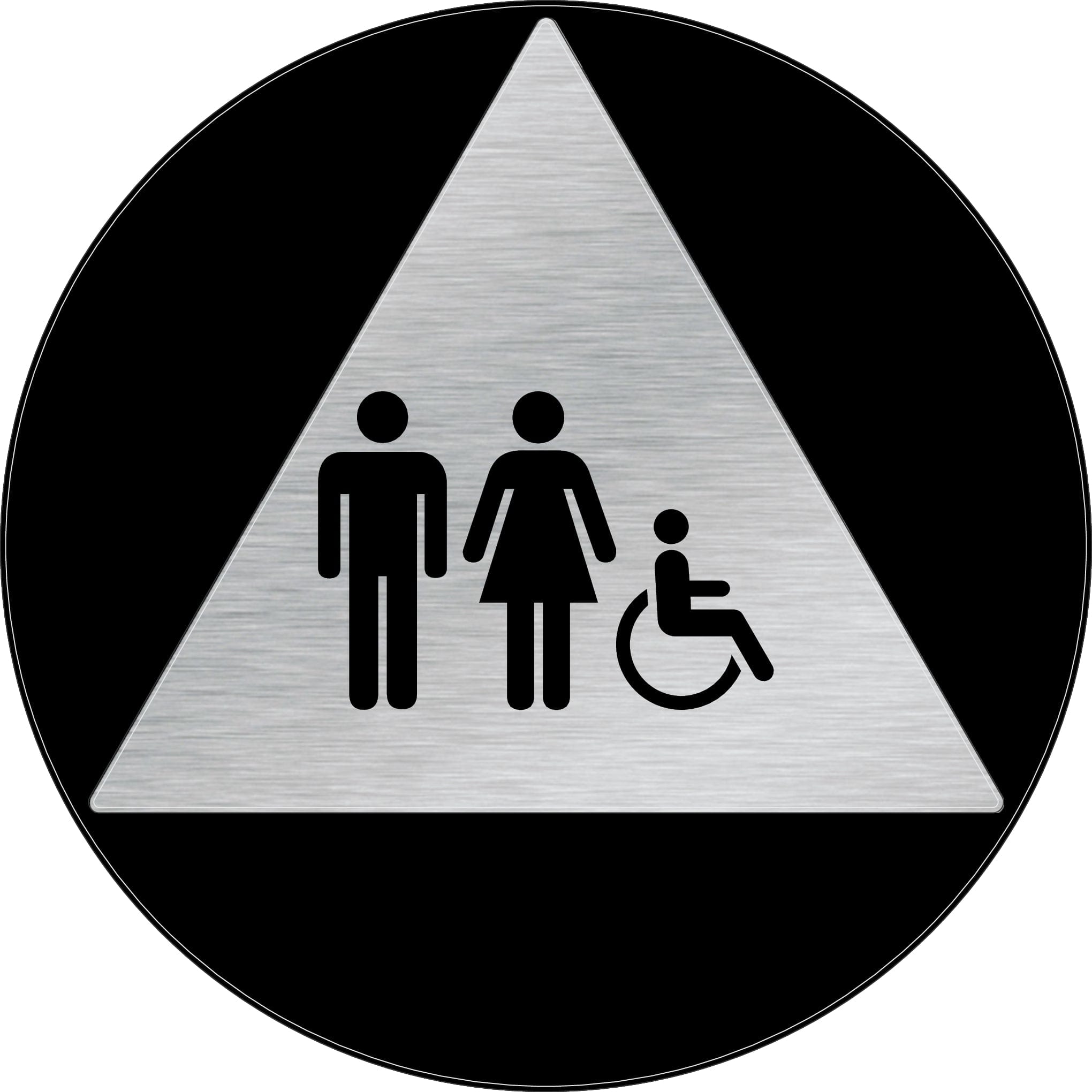 Harper Laine Shop Tier 1 - Acrylic Unisex Handicap All Gender Restroom Sign California, Brushed Aluminum look Acrylic