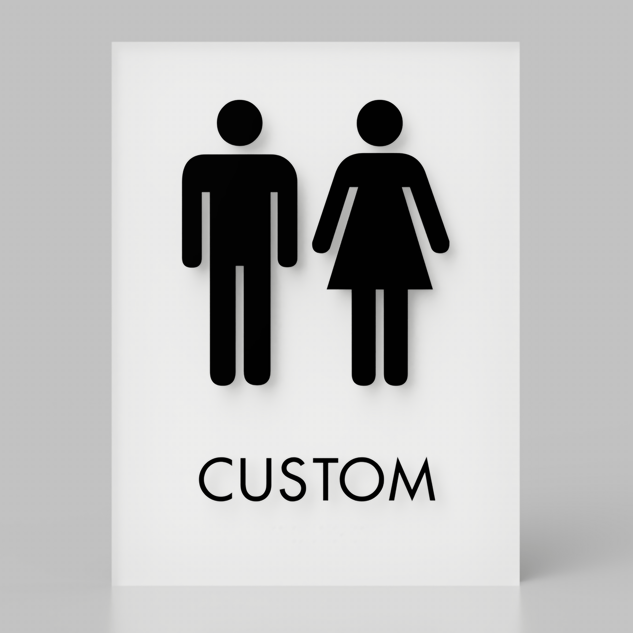 Harper Laine Shop Tier 1 - Acrylic White / 1/4" / Unisex Restroom ID A, Customizable 1 Line Text, 6″ x 8″, ADA, Reese Series