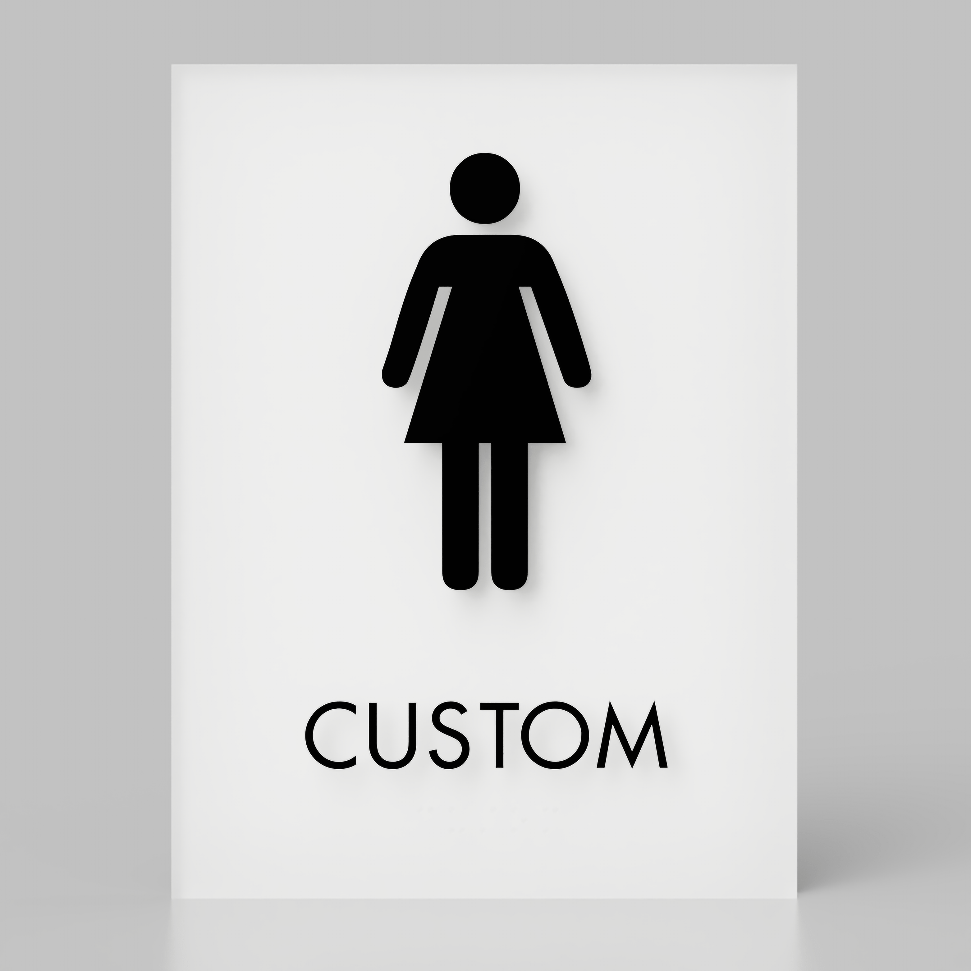 Harper Laine Shop Tier 1 - Acrylic White / 1/4" / Women Restroom ID A, Customizable 1 Line Text, 6″ x 8″, ADA, Reese Series